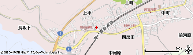 青森県南部町（三戸郡）剣吉（前田）周辺の地図