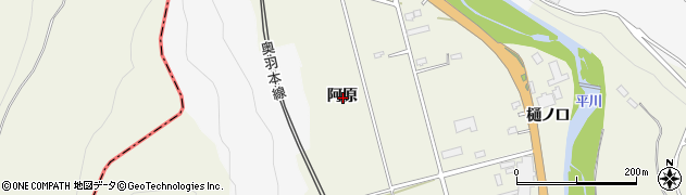 青森県平川市碇ヶ関阿原周辺の地図