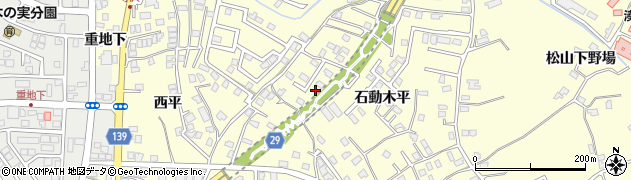 青森県八戸市新井田石動木平周辺の地図