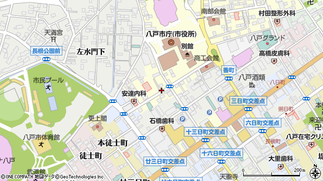 〒031-0074 青森県八戸市馬場町の地図