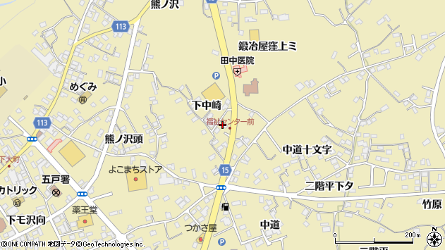 〒039-1514 青森県三戸郡五戸町中崎の地図
