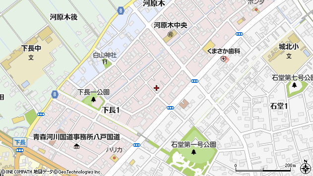〒039-1164 青森県八戸市下長の地図
