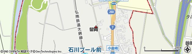青森県弘前市小金崎（留岡）周辺の地図