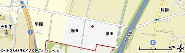 青森県弘前市八幡舘周辺の地図