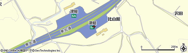 青森県平川市沖館比山館周辺の地図