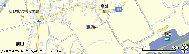 青森県平川市高畑（熊沢）周辺の地図