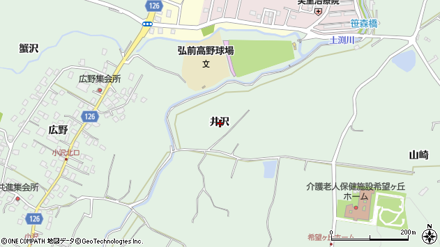 〒036-8243 青森県弘前市小沢の地図