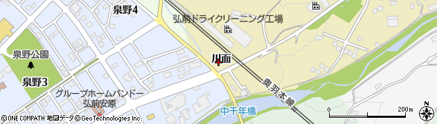 青森県弘前市門外（川面）周辺の地図