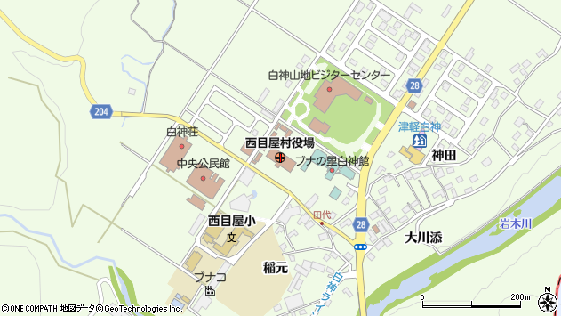 〒036-1400 青森県中津軽郡西目屋村（以下に掲載がない場合）の地図