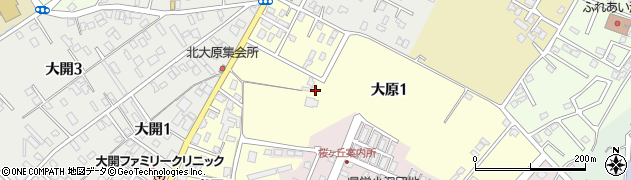 青森県弘前市大原1丁目周辺の地図