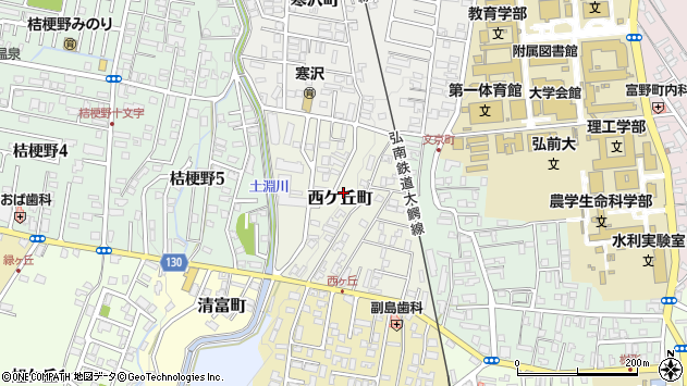 〒036-8225 青森県弘前市西ケ丘町の地図