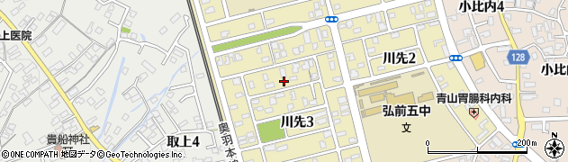 青森県弘前市川先3丁目周辺の地図