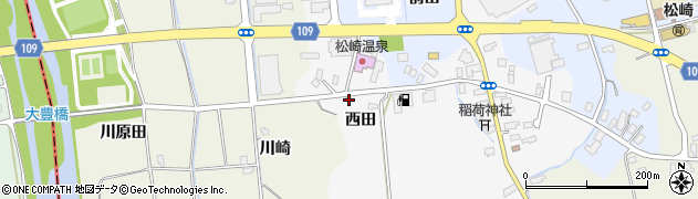 青森県平川市松崎西田周辺の地図