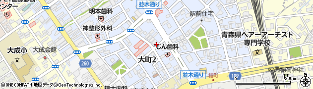青森県弘前市大町周辺の地図