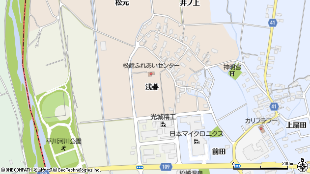 〒036-0165 青森県平川市松館東川原田の地図