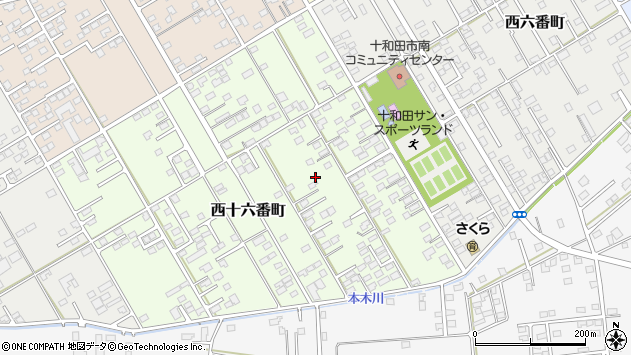 〒034-0086 青森県十和田市西十六番町の地図