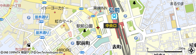 弘前駅中央口・駐輪場周辺の地図