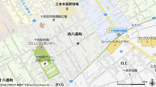〒034-0038 青森県十和田市西六番町の地図