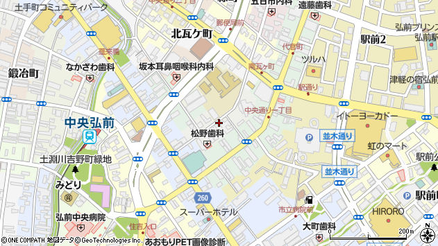 〒036-8013 青森県弘前市上瓦ケ町の地図
