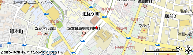青森県弘前市中瓦ケ町周辺の地図