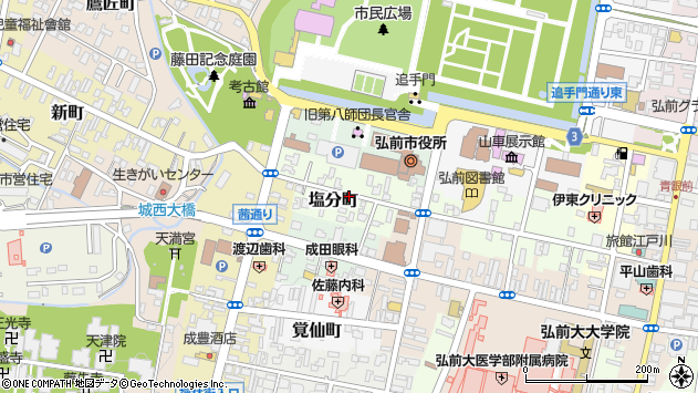 〒036-8206 青森県弘前市塩分町の地図