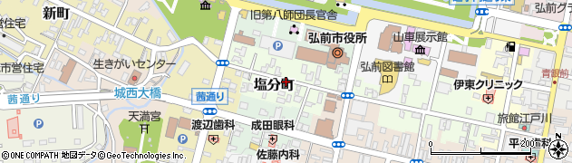青森県弘前市塩分町周辺の地図