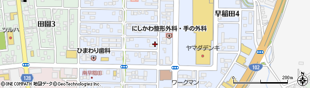 青森県弘前市早稲田周辺の地図