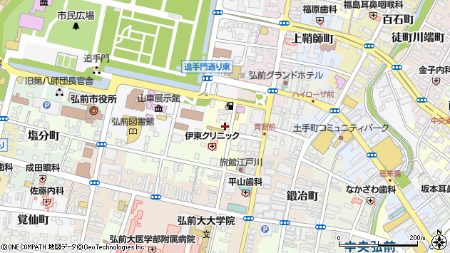 〒036-8198 青森県弘前市元長町の地図