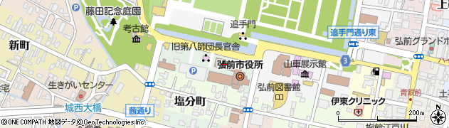 弘前市役所　各課直通・ひろさき未来戦略研究センター情報分析・行革・連携担当周辺の地図