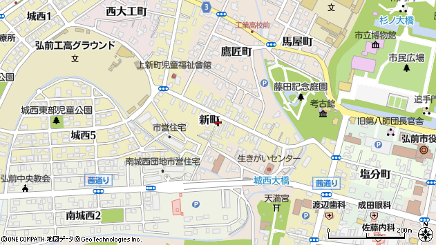 〒036-8364 青森県弘前市新町の地図