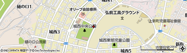 青森県弘前市城西周辺の地図