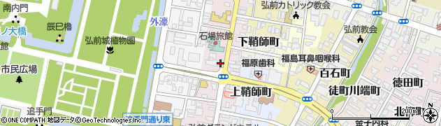青森県弘前市元寺町周辺の地図