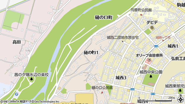 〒036-8278 青森県弘前市樋の口の地図