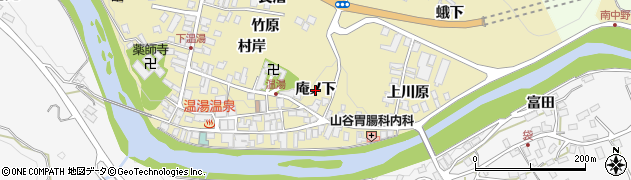 青森県黒石市温湯（庵ノ下）周辺の地図