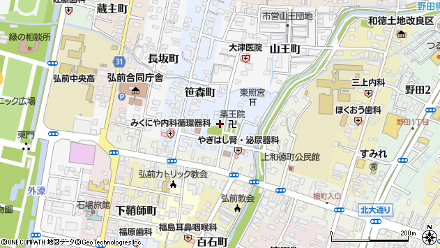 〒036-8342 青森県弘前市笹森町の地図