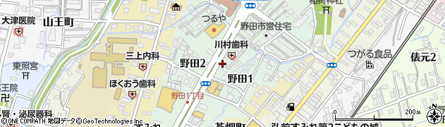 青森県弘前市野田周辺の地図