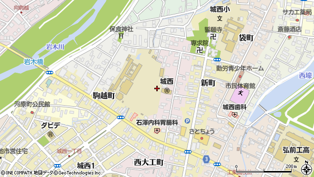 〒036-8365 青森県弘前市西大工町の地図