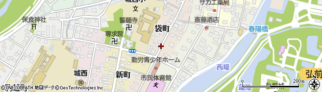 青森県弘前市袋町周辺の地図