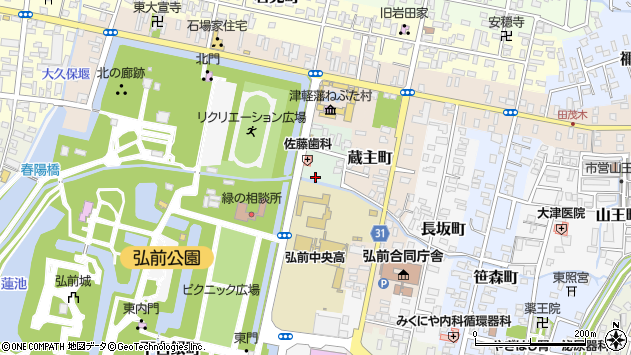 〒036-8346 青森県弘前市大浦町の地図
