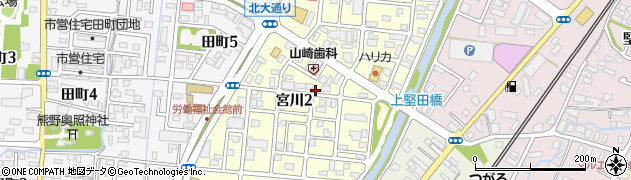 青森県弘前市宮川周辺の地図