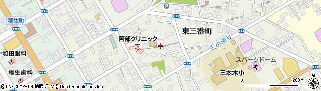 青森県十和田市東三番町周辺の地図