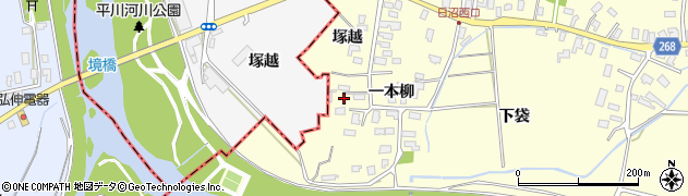 青森県平川市日沼一本柳28周辺の地図