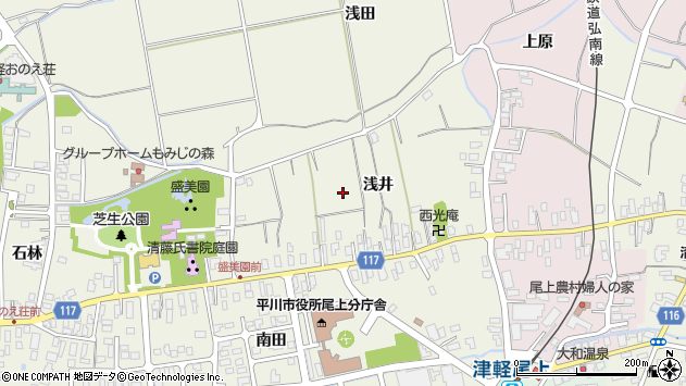 〒036-0242 青森県平川市猿賀石林の地図