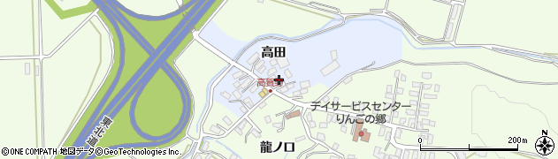 青森県黒石市高賀野高田周辺の地図