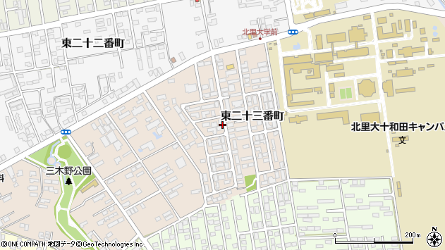 〒034-0021 青森県十和田市東二十三番町の地図