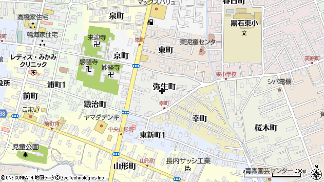 〒036-0361 青森県黒石市弥生町の地図