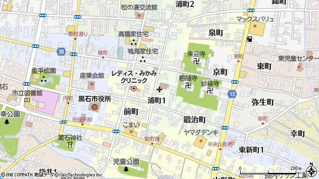 〒036-0366 青森県黒石市浦町の地図