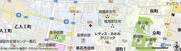 青森県黒石市横町周辺の地図