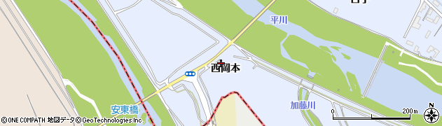 青森県藤崎町（南津軽郡）藤崎（西岡本）周辺の地図