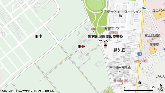 〒036-0523 青森県黒石市北田中の地図